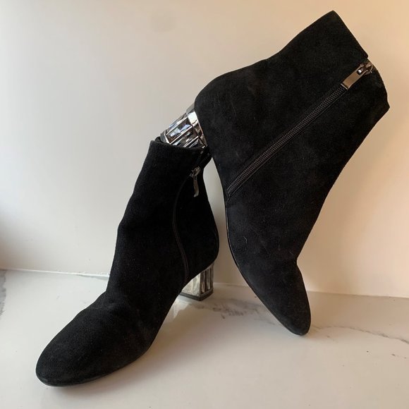 Black suede booties with crystal heel - Picture 6 of 8